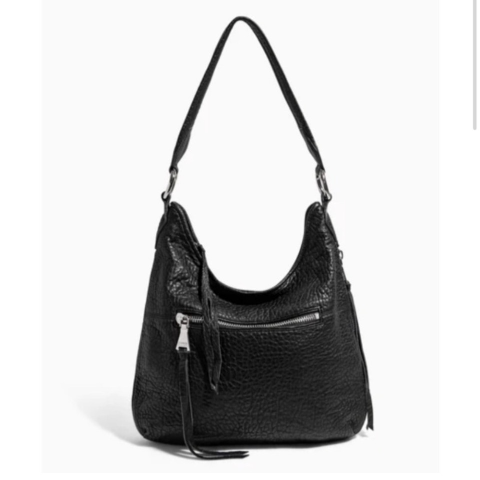 Aimee Kestenberg Expandable Hobo Good Times Black Pebbled Leather